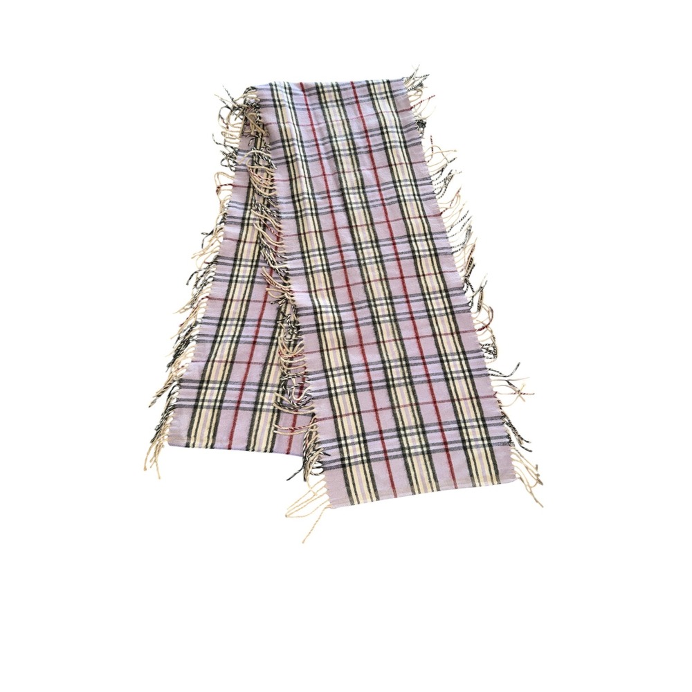 V Fraas Cashmink Scarf Purple Plaid Check Fringe Made in Germany Acrylic
